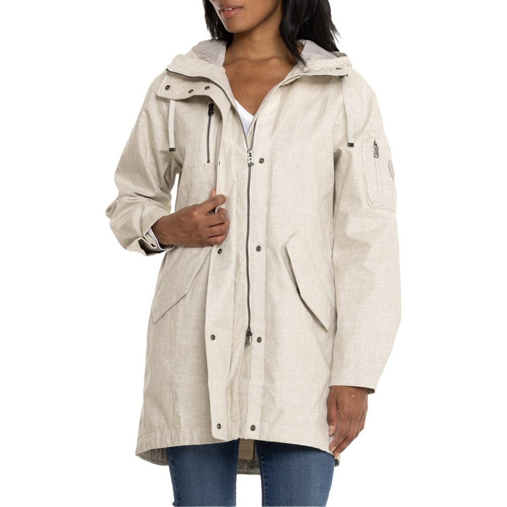 Bogner Parka Jacket Womens 4 Cream Water Repellent Hooded Sorona Windbreaker Zip